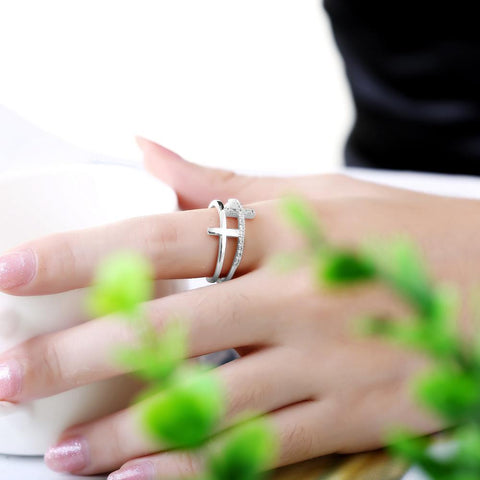 Image of Crystal Cross Ring
