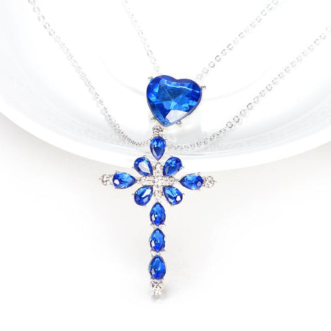 Image of Cross My Heart Dual Pendant Necklace