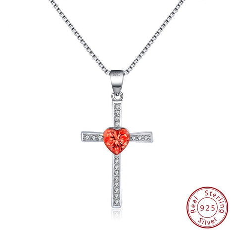 Image of Sterling Silver Loving-Heart Cross Pendant