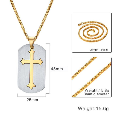 Image of Saviour Holy Cross Dogtag Necklace (Steel Finish)
