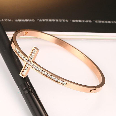 Image of Shimmering Cross Bangle Bracelet
