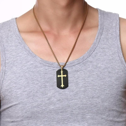 Image of Saviour Holy Cross Dogtag Necklace and Ring