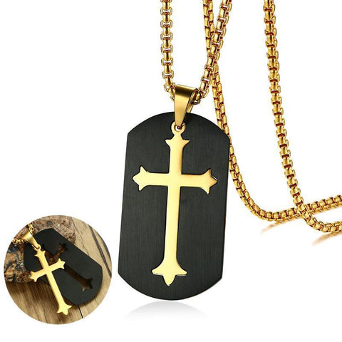 Saviour Holy Cross Dogtag Necklace and Ring